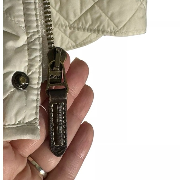 Ralph Lauren Sport Quilted Jacket Coat Barn Crest Corduroy Equestrian Ivory S - Picture 5 of 7